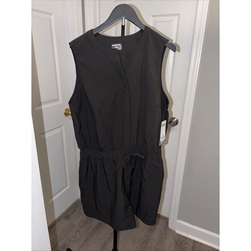 NWT 32 Degrees Flyweight Sleeveless Romper Black‎ XL Drawstring Pockets Travel